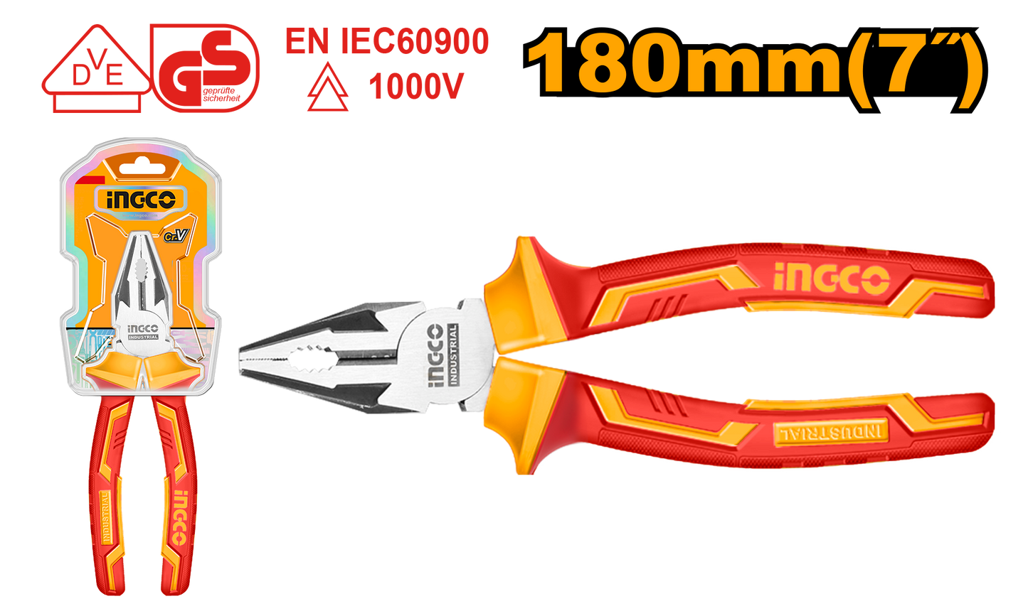 Ingco Plier Vde 1000V 180Mm Combination