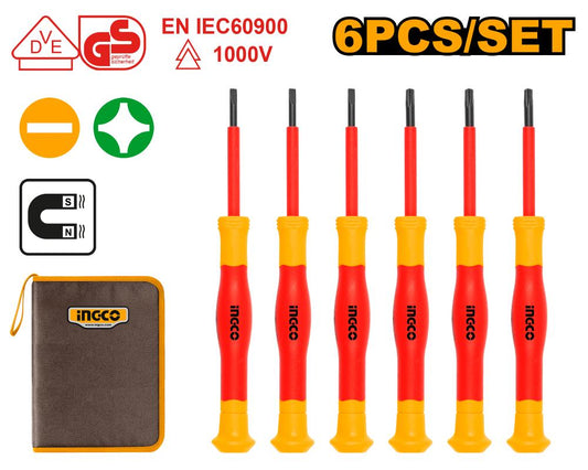 Ingco 6 Pieces insulated precision screwdriver set