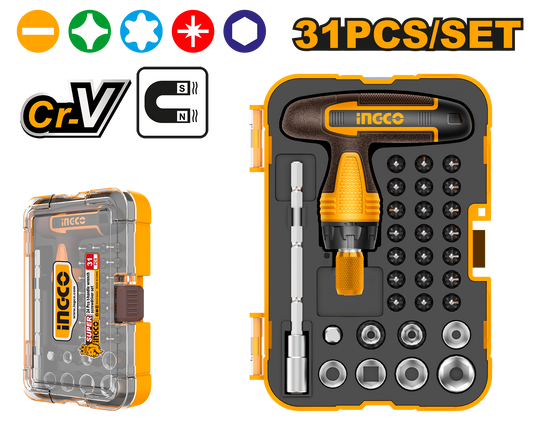Ingco S/Driver T Hndl Wrench Set HKSDB031831Pc 