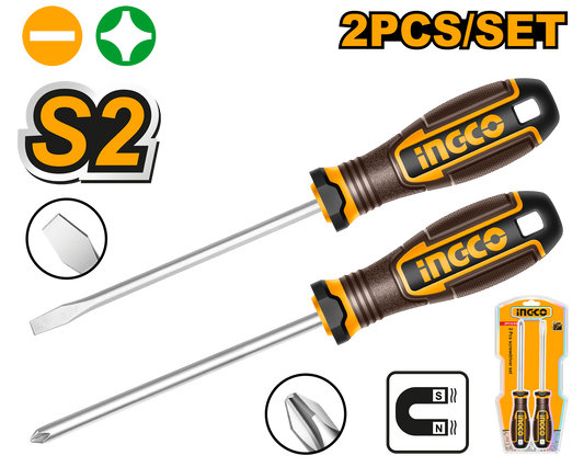 Ingco S/Driver S2 Set Ph&Slotted Mag 2Pc