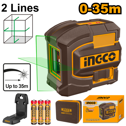 Ingco Self Leveling Laser 0-35M 2 Line (Green)