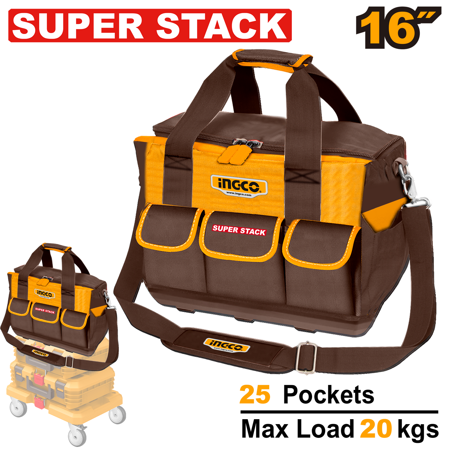 Ingco Tool Bag 16" 25 Pocket