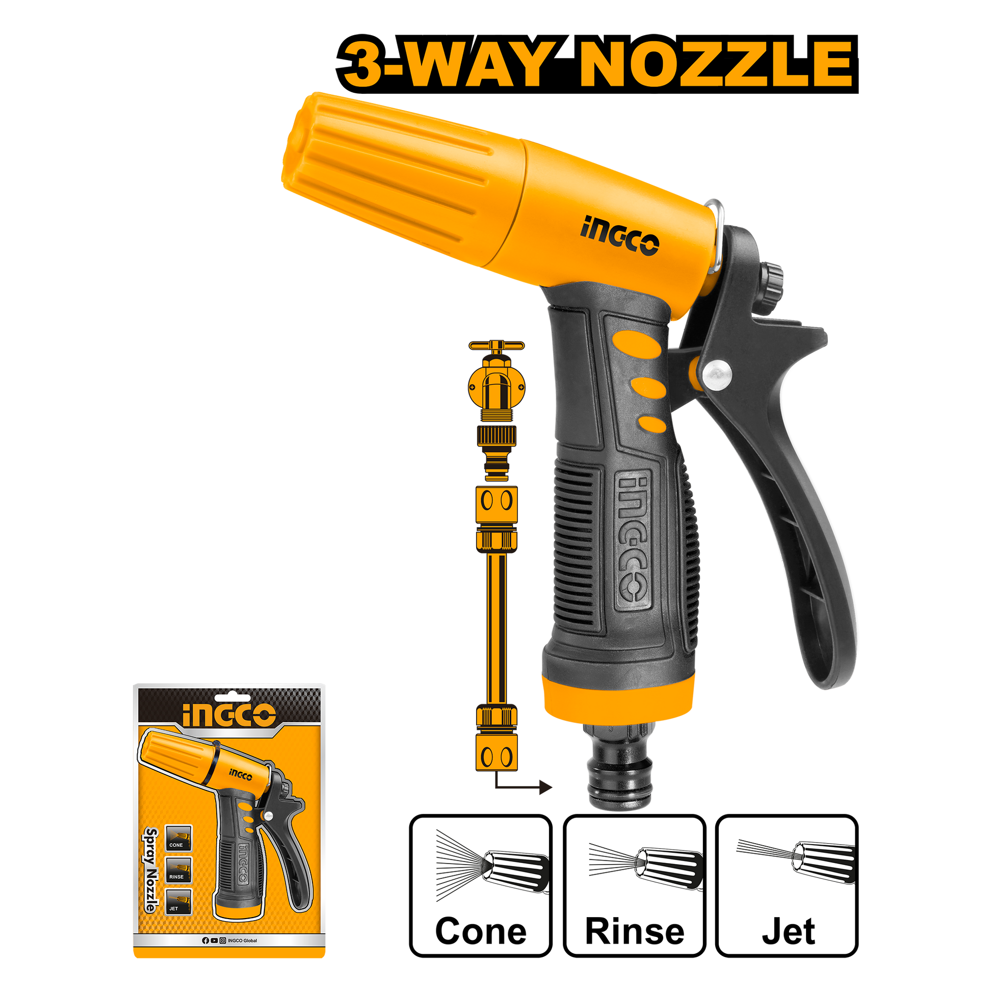 Ingco Plastic 3-Way Trigger Spray Nozzle HWSG032