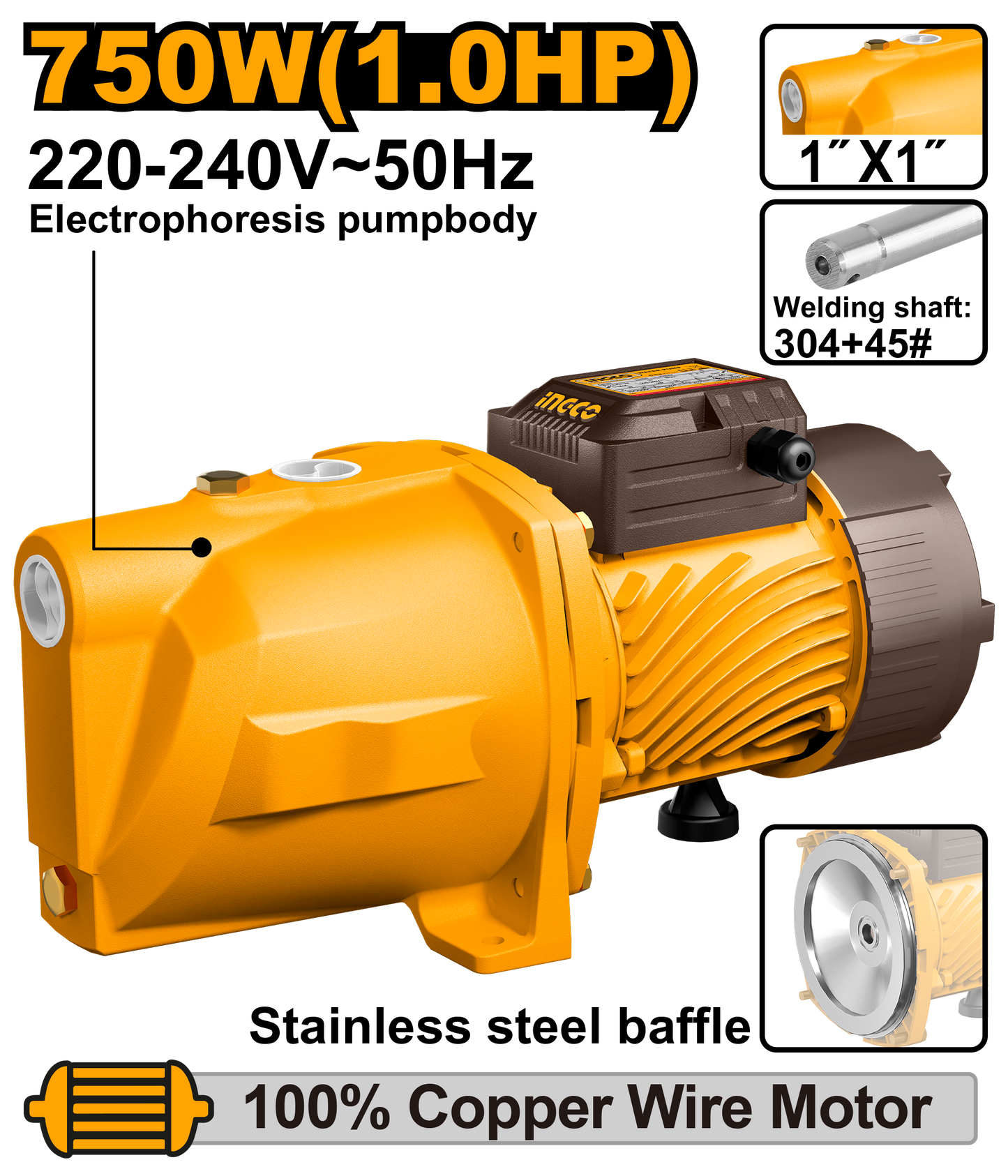 Ingco Pump Jet 750W Maxflow 55L/Min