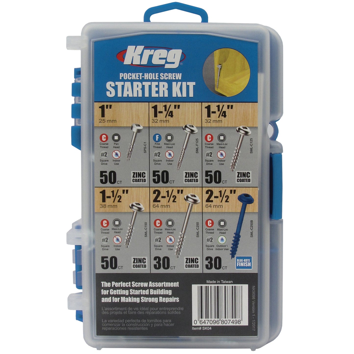 Kreg Kreg Pocket-Hole Screw Starter Kit 260Pce