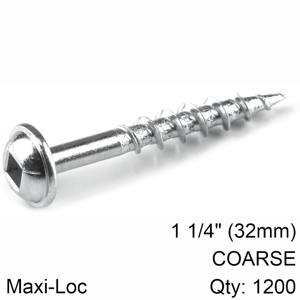Kreg Kreg Zinc Pocket Hole Screws 32Mm 1.25' #8 Coarse Thread Mx Loc 1200Ct