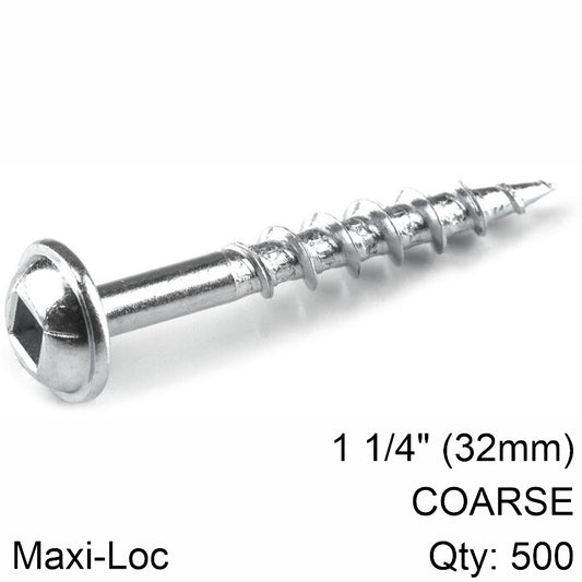 Kreg Kreg Zinc Pocket Hole Screws 32Mm 1.25' #8 Coarse Thread Mx Loc 500Ct