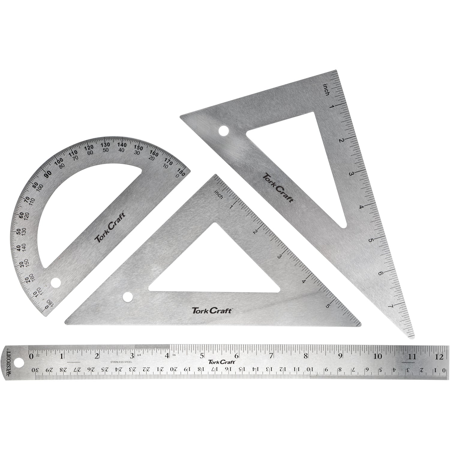 Double Ruler Traith Tork Craft Protractor Ruler & 2 X Traingle Set 4Pc – Northern Bolt & Tool