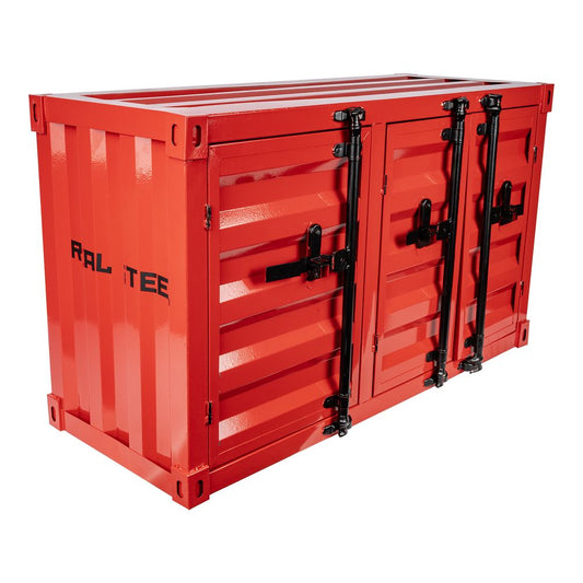 Special - Tork Craft Metal Container Storage Box 1000 X 400 X 600mm Red 3 Door Single Shelf