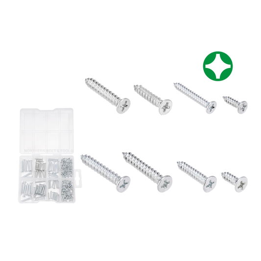 Wadfow Countersunk head self-tapping screws assortment 200 Piece WXSCB01