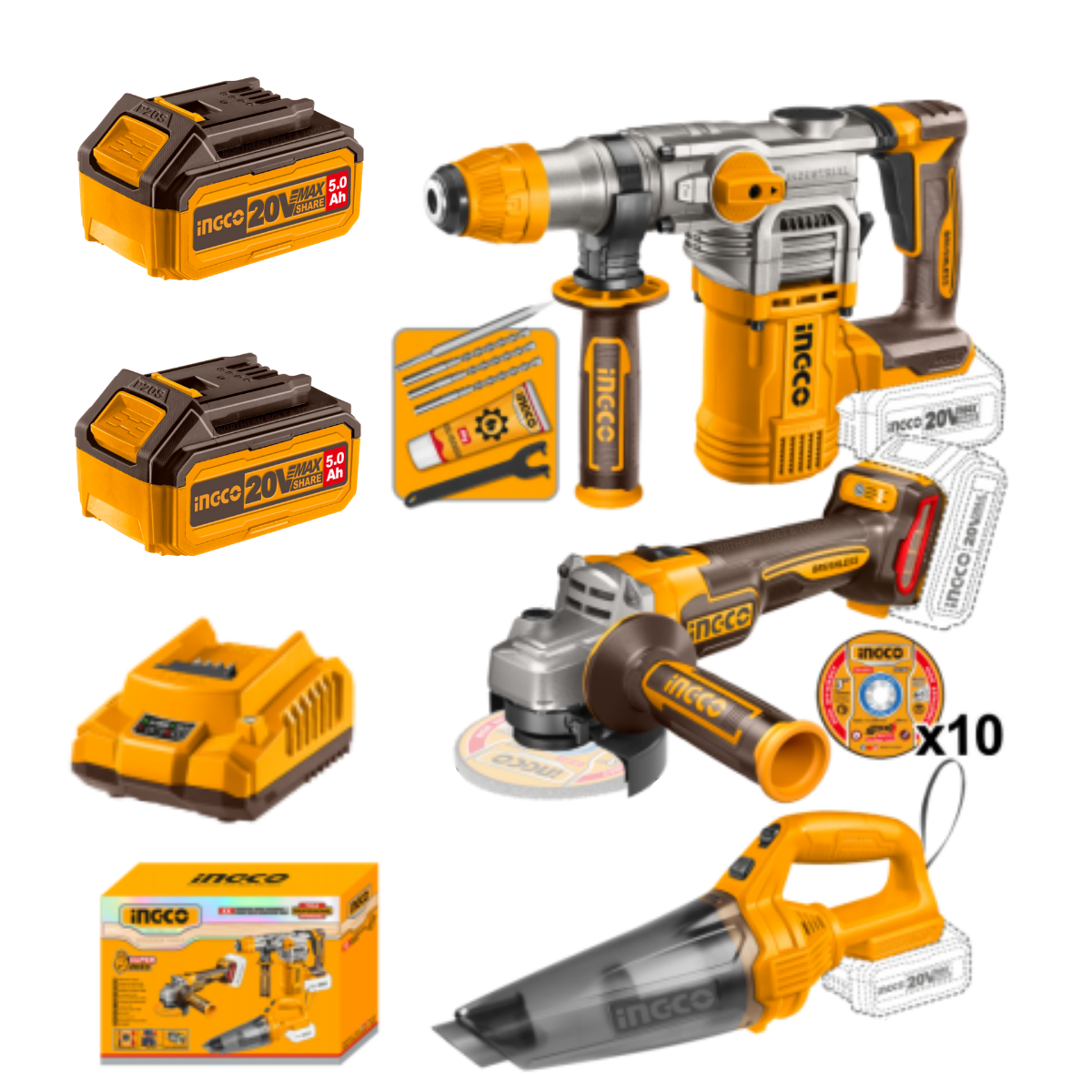Ingco Cordless 3 in 1 Combo Kit COSLI240785