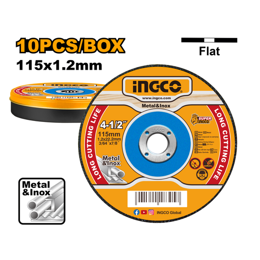 Ingco Abrasive Metal Cutting Disc Set (10 Pieces) - 115Mm MCD121155
