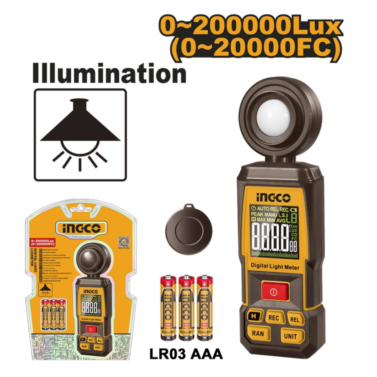 Ingco Digital Light Luxmeter with batteries HETLU031