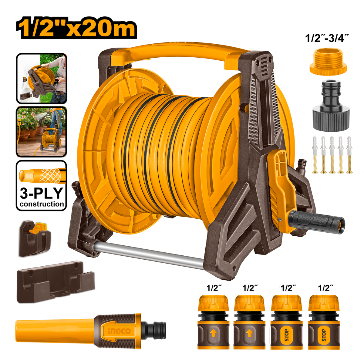 Ingco Hose Reel Set 20m HHR20124