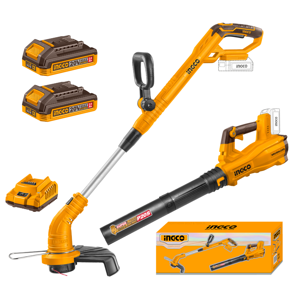 Ingco 2 in 1 Cordless Blower / Trimmer Gardening Combo Kit COSLI250398