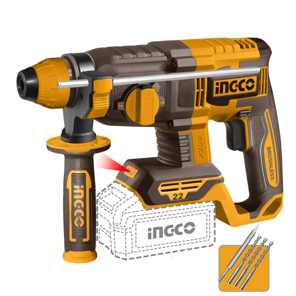 Ingco Cordless Rotary Hammer Drill 20V 22mm (Tool only) CRHLI21228