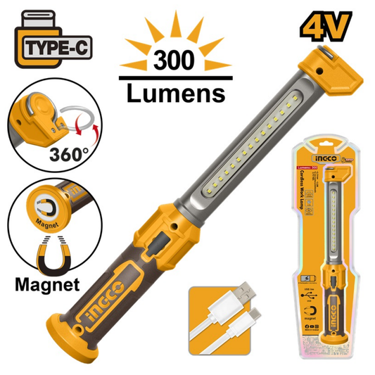 Ingco Cordless LED Work Lamp 4V - 300 Lumens