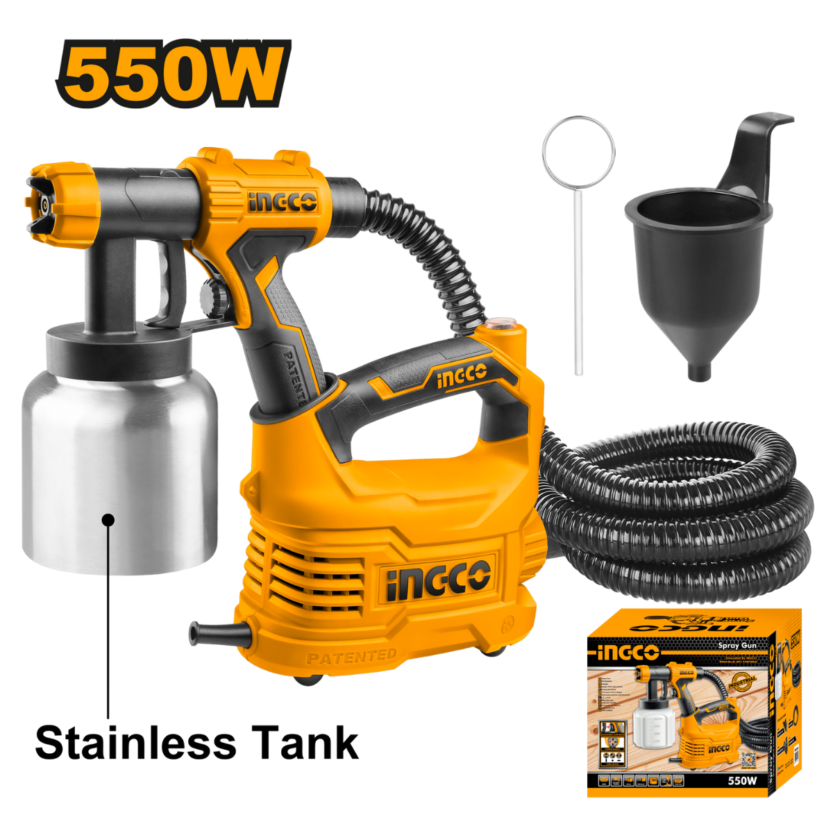 Ingco Spray Gun With Aluminium Tank / Paint Sprayer - Floor Based (550W) SPG5008-2