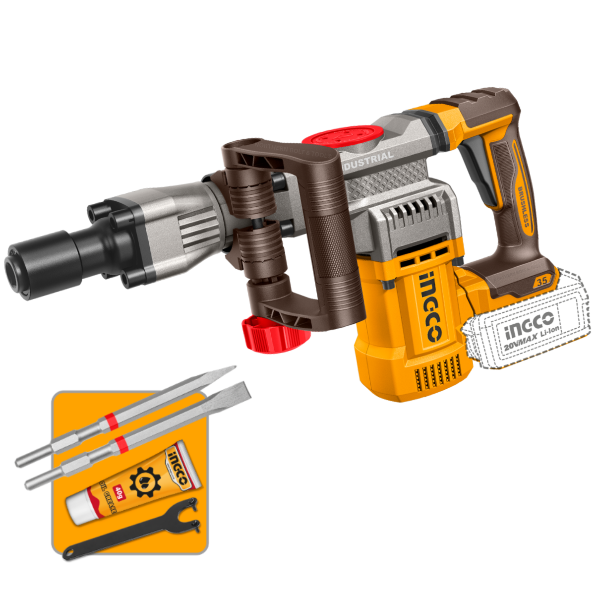 Ingco Cordless Demolition Breaker 20V (Tool Only) CDBLI20358