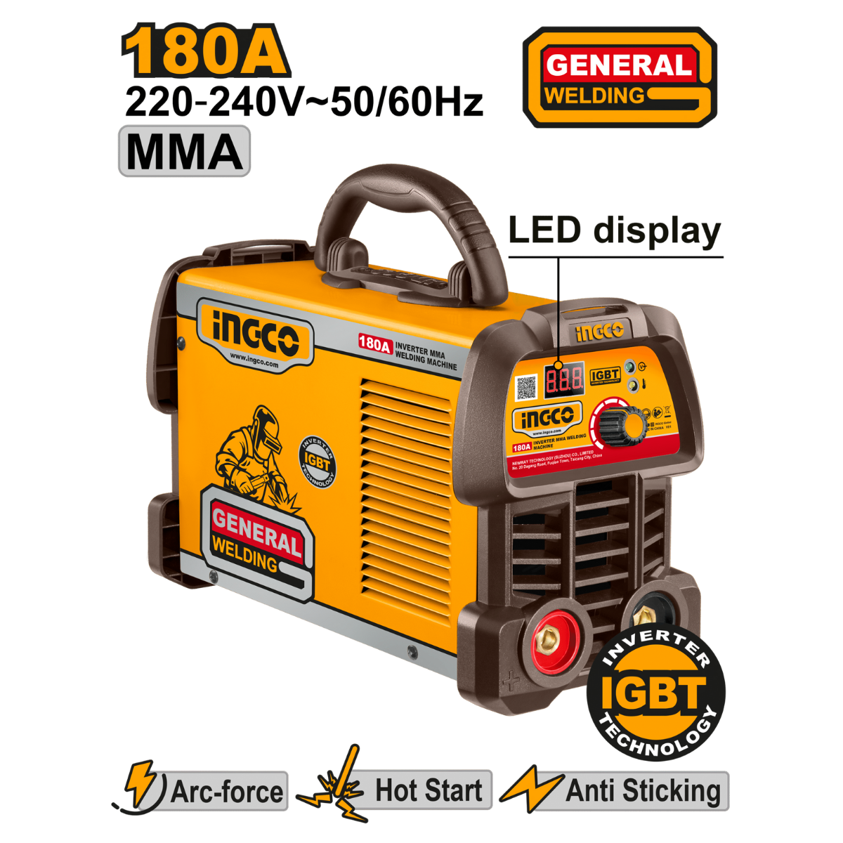 Ingco Inverter MMA Welding Machine 240V 180A ING-MMA18059N