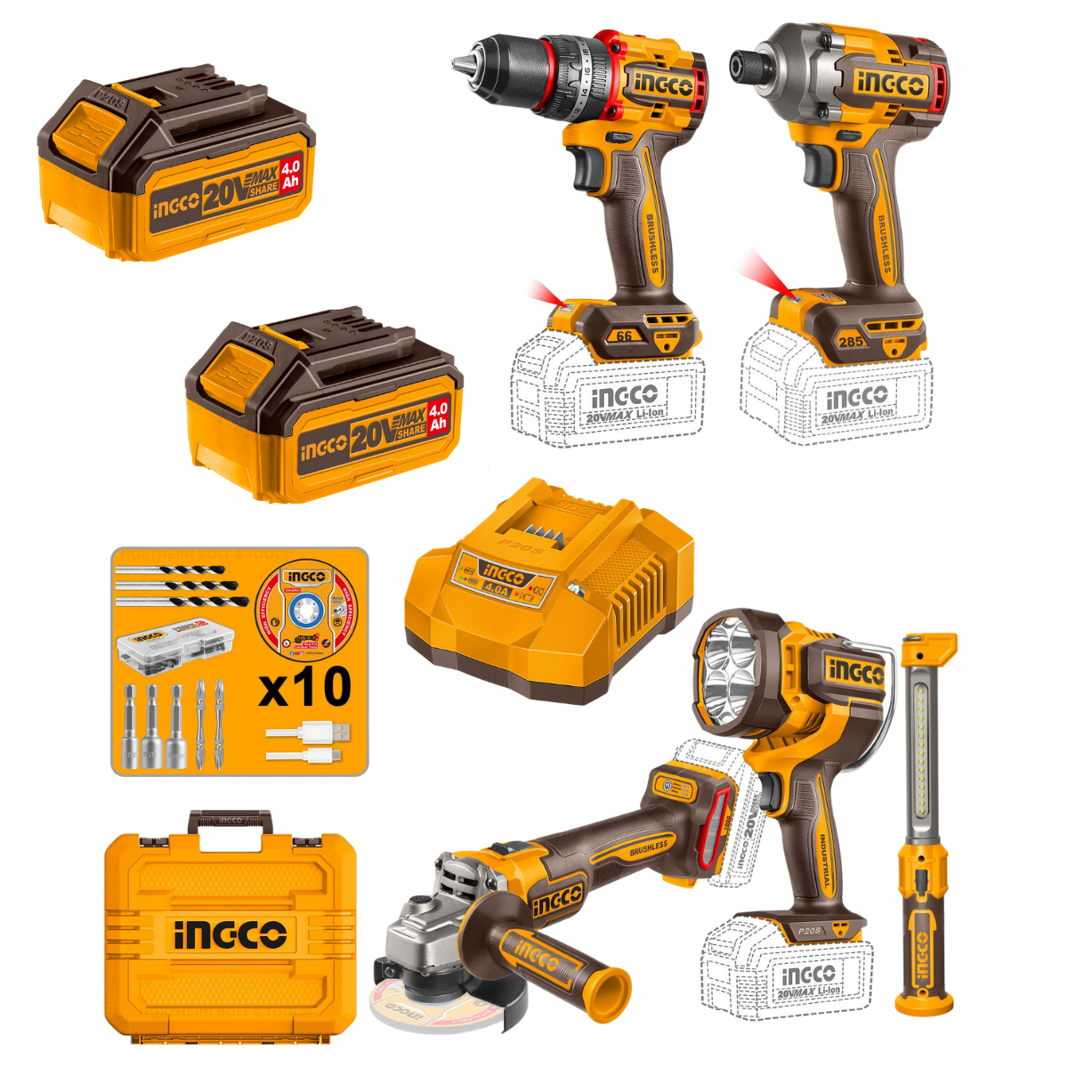 Ingco Cordless 5 in 1 Power Tool Combo Kit COSLI250692
