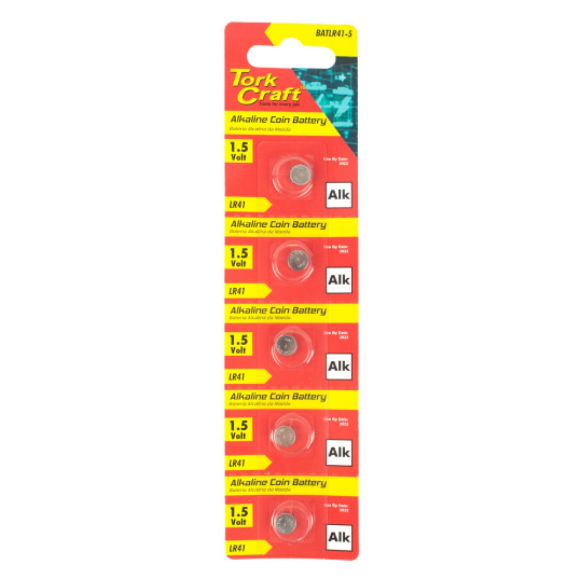 Tork Craft Lr41 Alkaline Coin Battery X5 Pack BATLR41-5