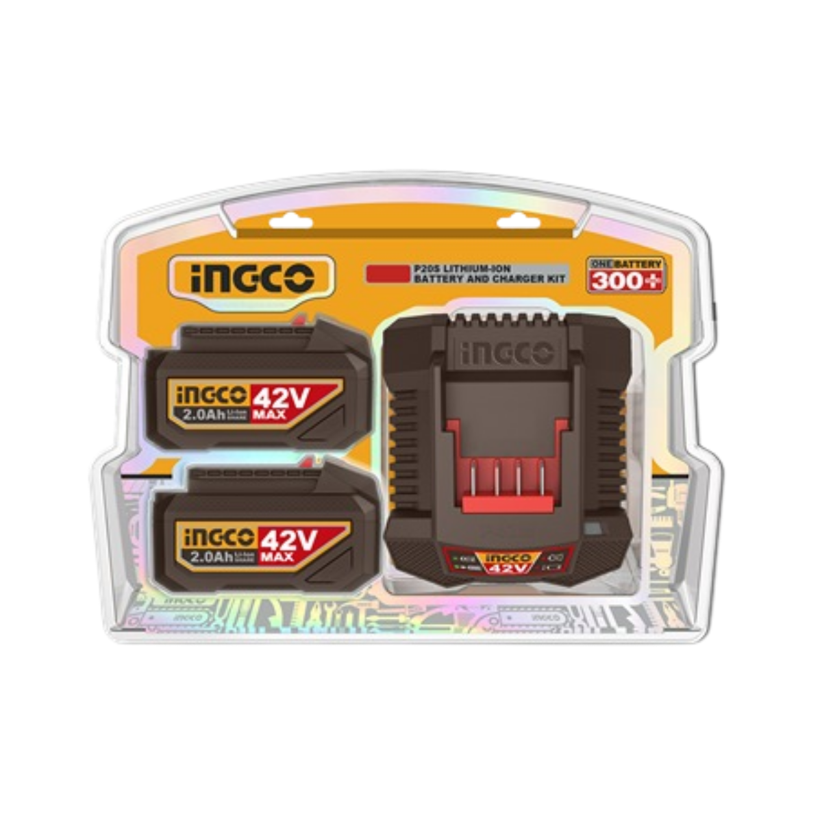 Ingco 42v 2x Battery Pack 2.0Ah + Charger 42V Kit P42M