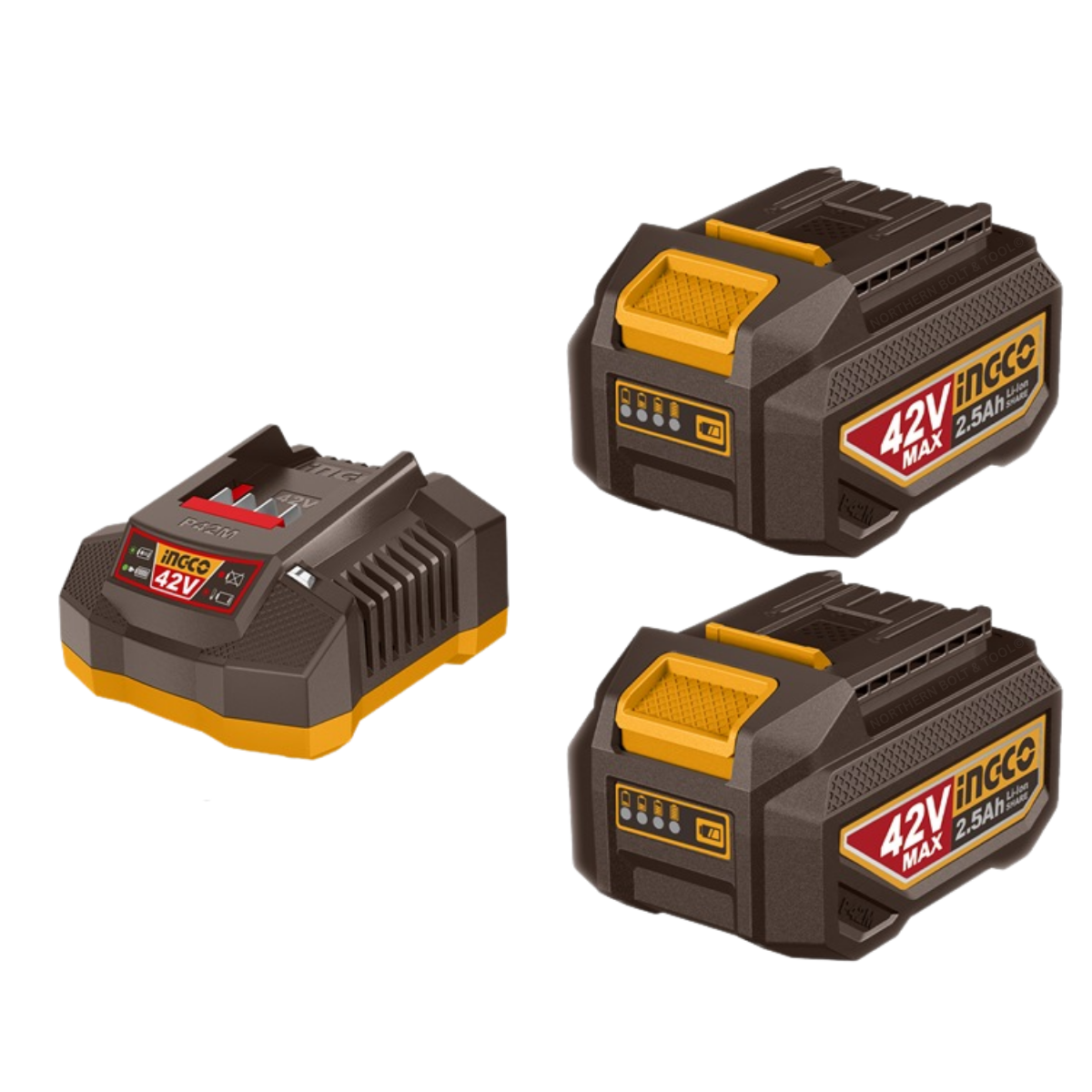 Ingco 42V 2x Battery Pack 2.5Ah + Charger Kit