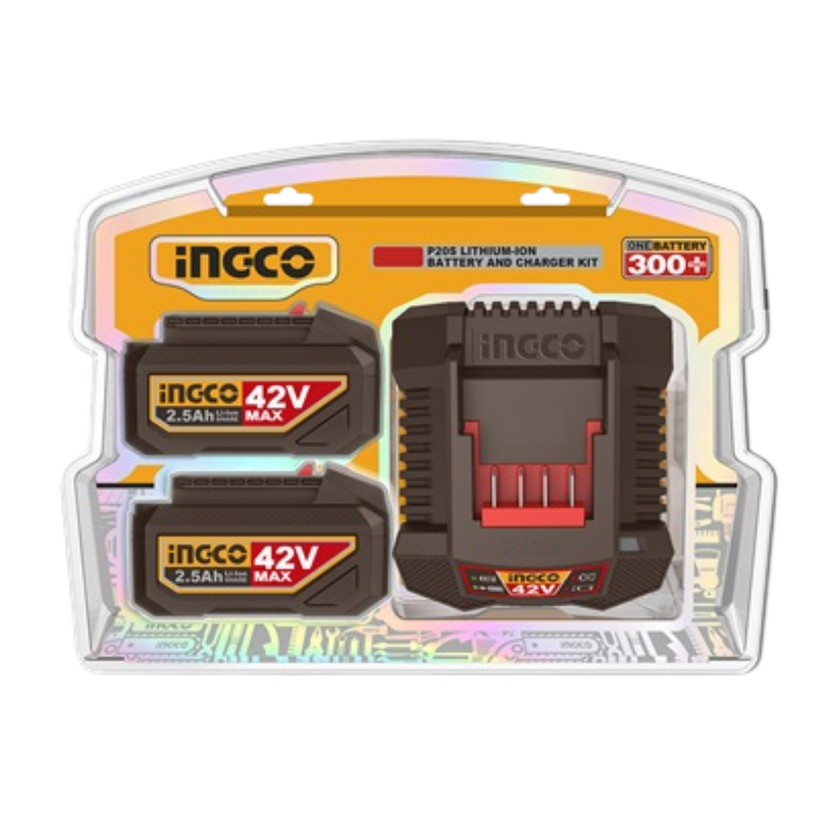 Ingco 42V 2x Battery Pack 2.5Ah + Charger Kit