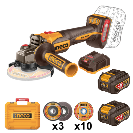 Ingco 42V Cordless Angle Grinder 1080W Kit P42M