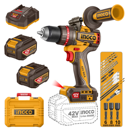 Ingco 42V Cordless Impact Drill 99Nm Kit P42M