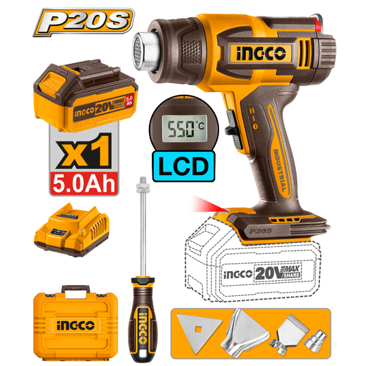 Special - Ingco Cordless Heat Gun 20V with LCD screen Kit