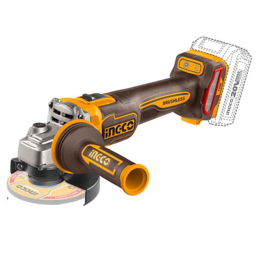 Ingco Cordless Angle Grinder 1200W (Tool only) with Anti-Vibration Handle CAGLI212025