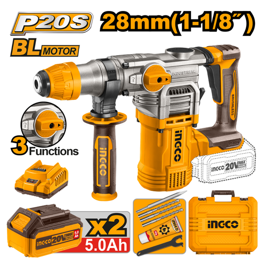 Ingco Cordless Rotary Hammer Drill 4.5J 20V Kit
