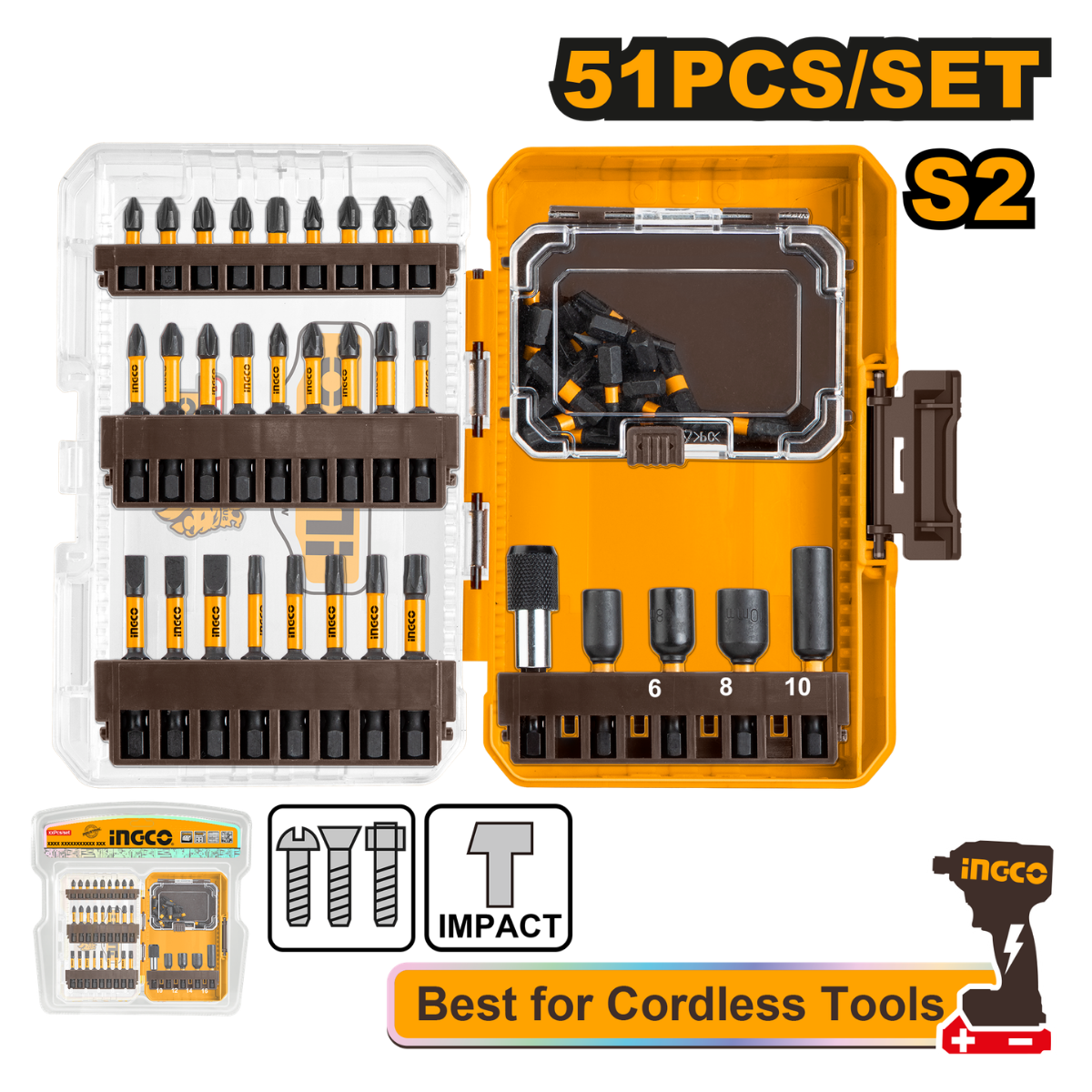 Ingco Screwdriver Bit Set 51Pcs