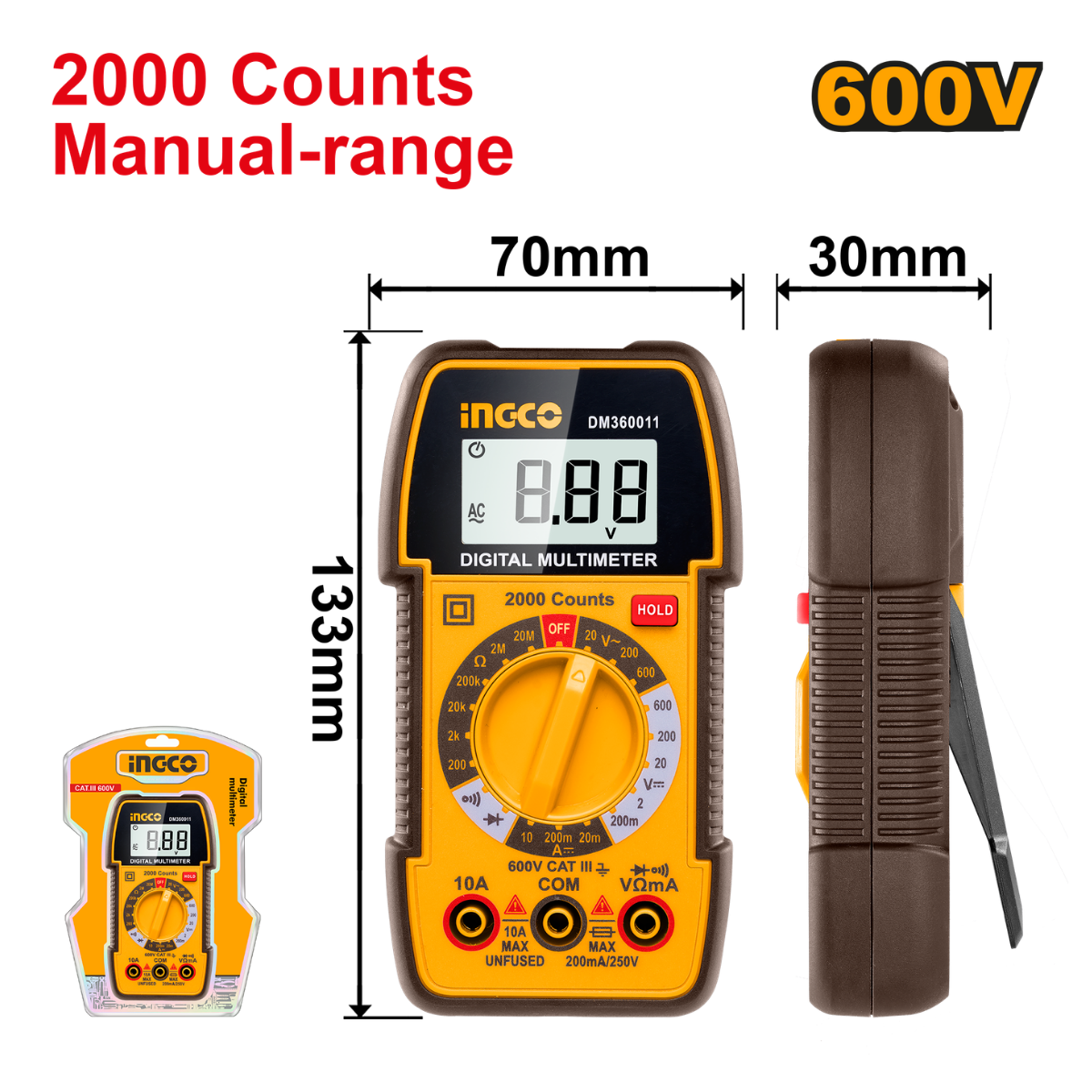 Ingco Digital Multimeter AC/DC 600V