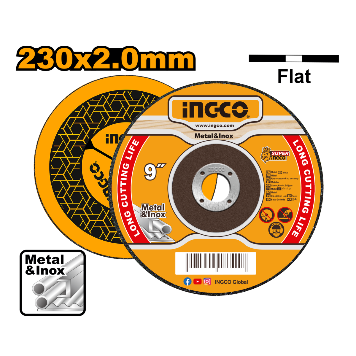 Ingco Abrasive Metal Cutting Disc 230x2x22.2mm