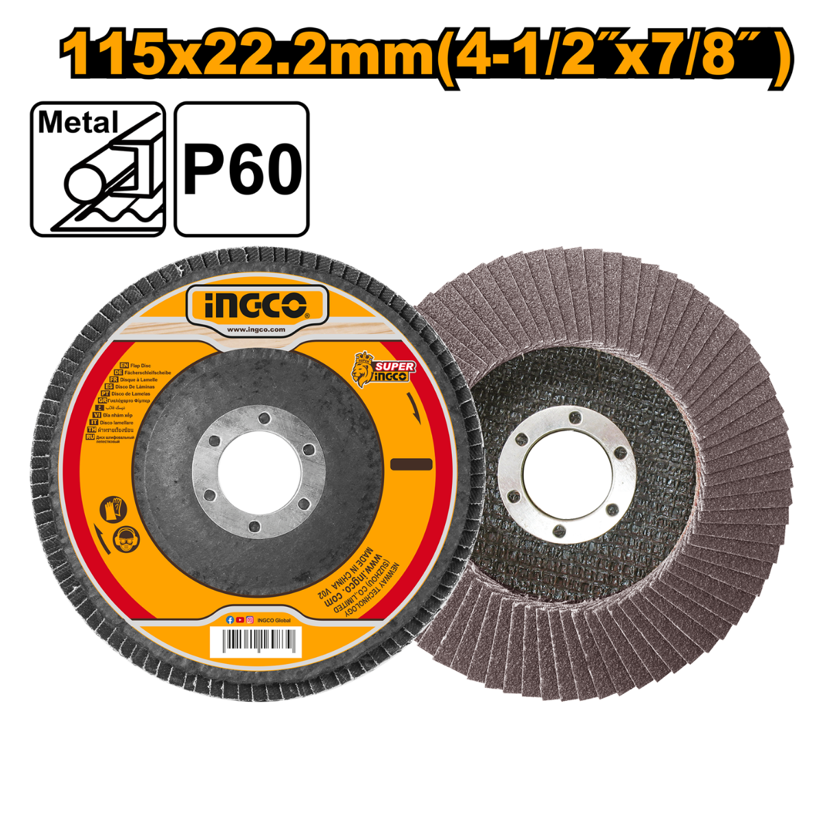 Ingco Flap Disc 115x22mm P60