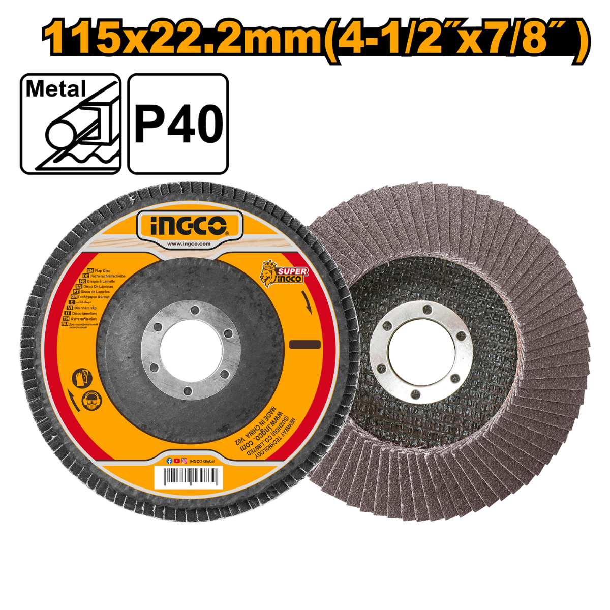 Ingco Flap Disc 115x22mm P40