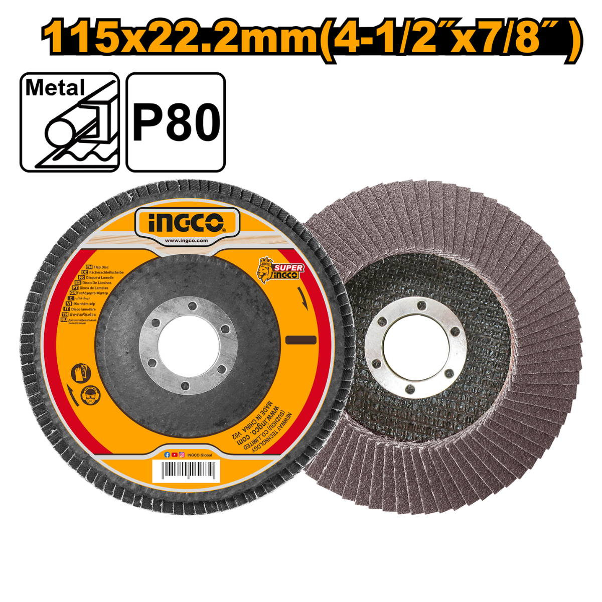 Ingco Flap Disc 115X22mm P80