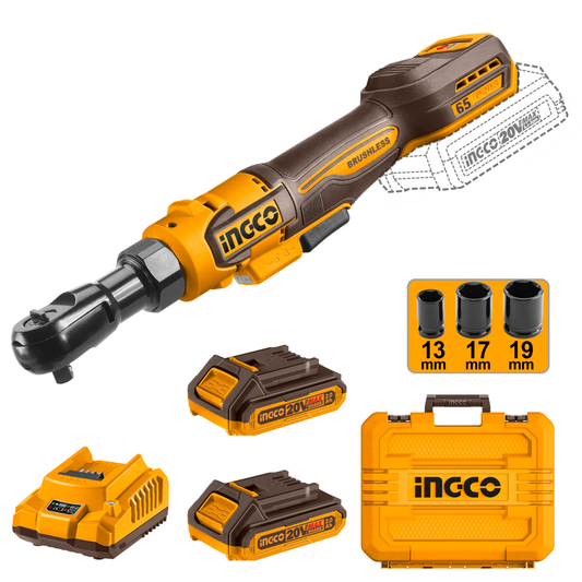 Ingco Cordless Ratchet 65Nm Brushless 20V Kit CDRLI20652
