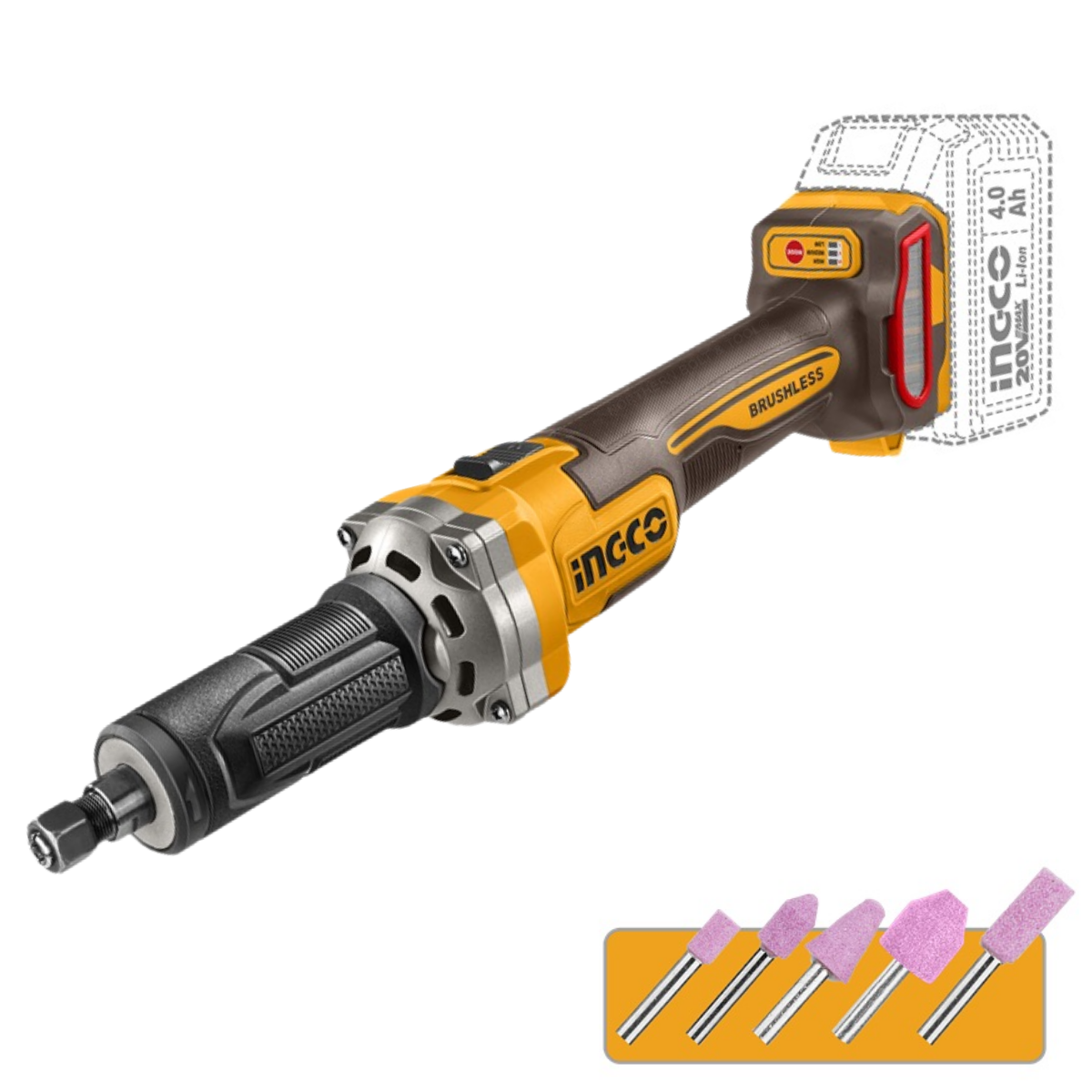 Ingco Cordless Die Grinder 6mm 20V (Tool only) CDGLI2001