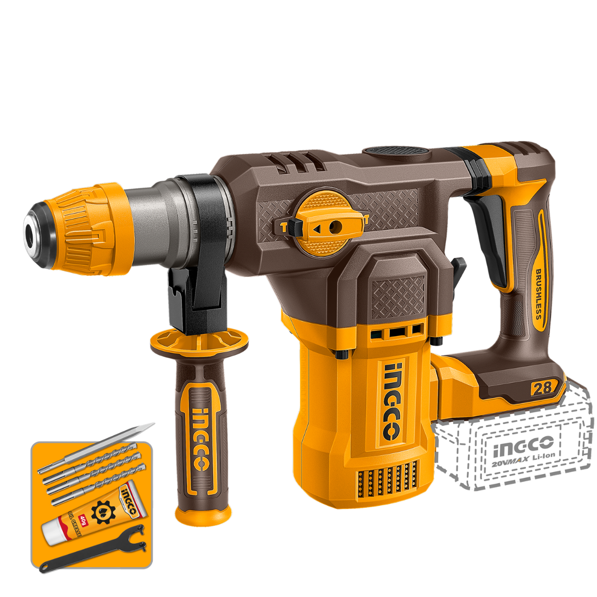 Ingco Cordless Rotary Hammer Drill 4.5J 20V (Tool only) CRHLI20286