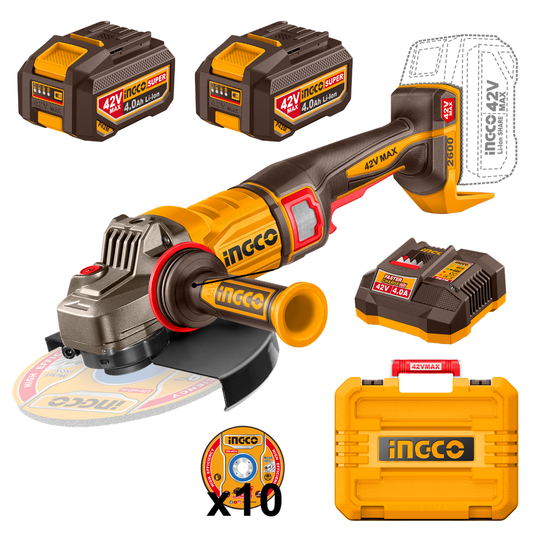 Ingco Cordless Angle Grinder 230mm 2600W 42V Kit