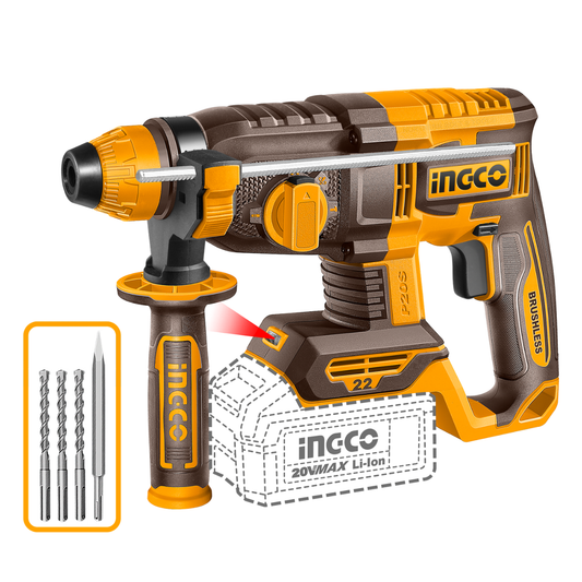 Ingco Cordless Rotary Hammer Drill 22mm 2.0J 20V (Tool only) CRHLI22208