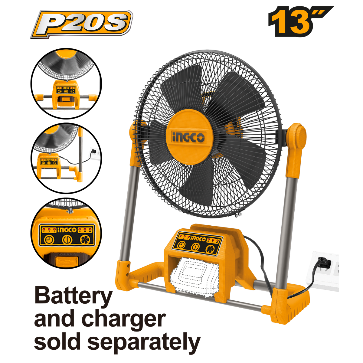 Ingco Cordless Fan 12" 20V CFALI2001