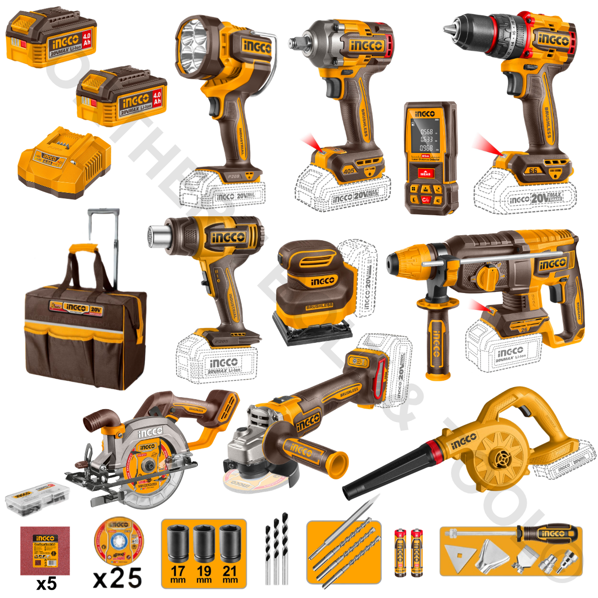 Ingco 10 in 1 Cordless Combo Kit 20V CKLI2603268