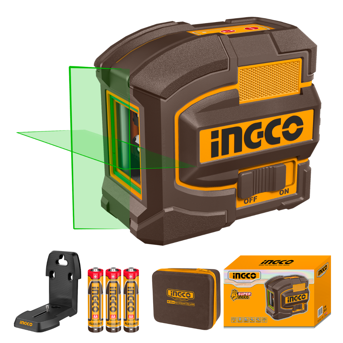 Ingco Self Leveling Laser 0-35M 2 Line (Green) HLL156601