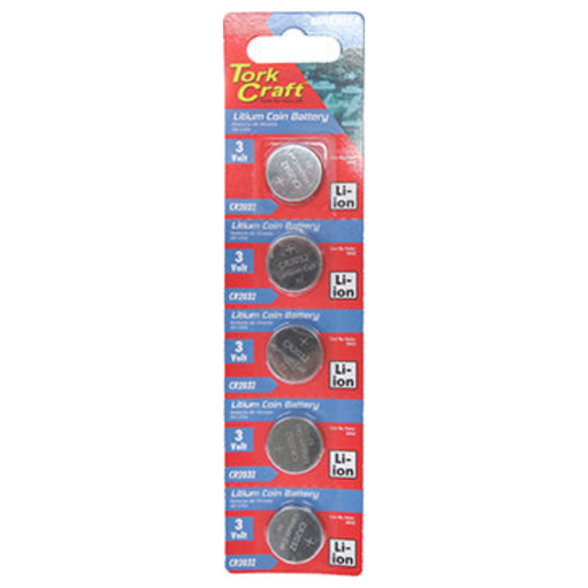 Tork Craft Cr2032 3V Lithium Coin Battery X5 Pack (Moq 20) BATCR2032-5