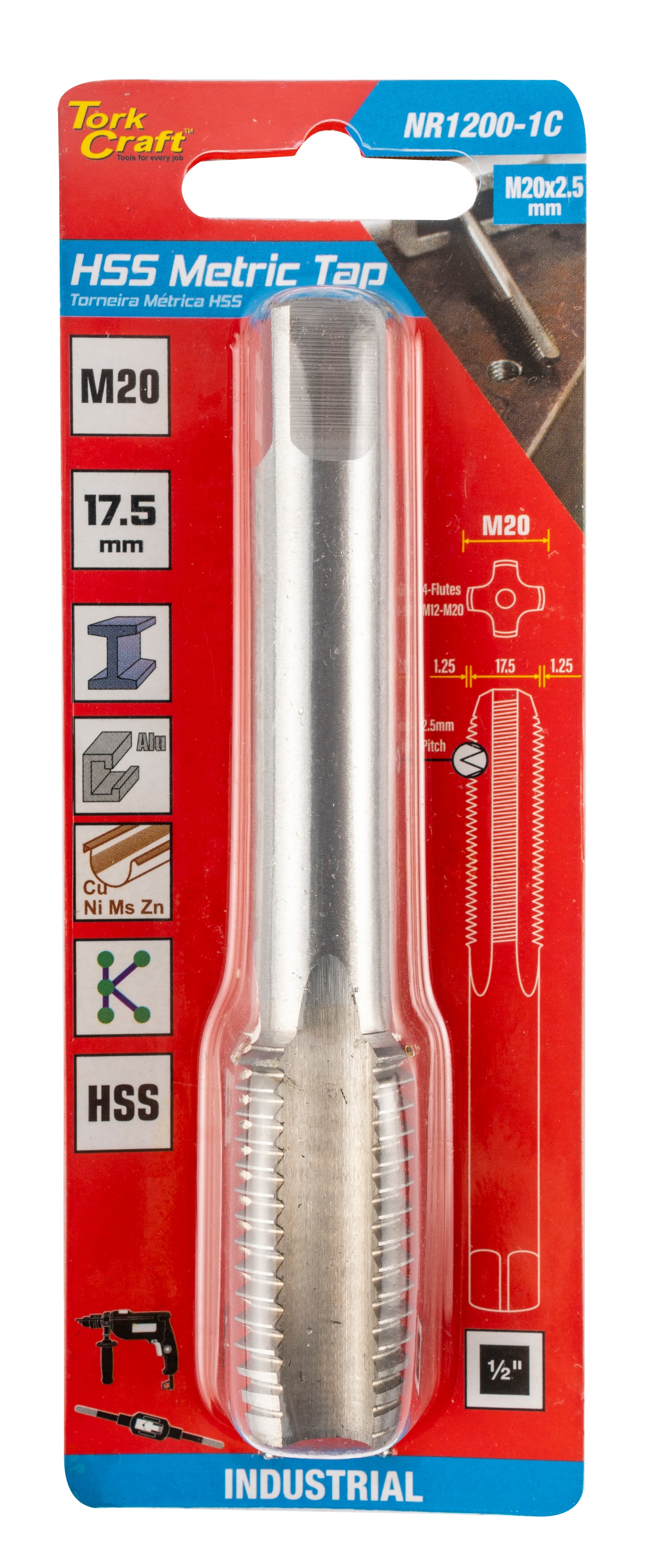 Tork Craft Tap Hss 20Mm X 2.5Mm 1/Card